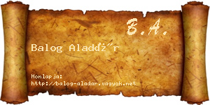Balog Aladár névjegykártya