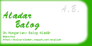 aladar balog business card